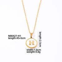 304 Stainless Steel Gold Plated Casual Simple Style Plating Inlay Round Letter Shell Pendant Necklace sku image 8