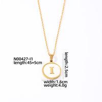 304 Stainless Steel Gold Plated Casual Simple Style Plating Inlay Round Letter Shell Pendant Necklace sku image 9