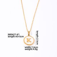 304 Stainless Steel Gold Plated Casual Simple Style Plating Inlay Round Letter Shell Pendant Necklace sku image 11