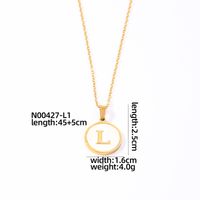304 Stainless Steel Gold Plated Casual Simple Style Plating Inlay Round Letter Shell Pendant Necklace sku image 12