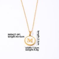 304 Stainless Steel Gold Plated Casual Simple Style Plating Inlay Round Letter Shell Pendant Necklace sku image 13