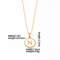 304 Stainless Steel Gold Plated Casual Simple Style Plating Inlay Round Letter Shell Pendant Necklace sku image 14