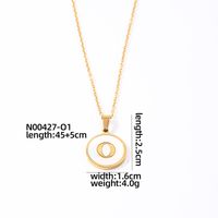 304 Stainless Steel Gold Plated Casual Simple Style Plating Inlay Round Letter Shell Pendant Necklace sku image 15