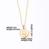 304 Stainless Steel Gold Plated Casual Simple Style Plating Inlay Round Letter Shell Pendant Necklace sku image 17