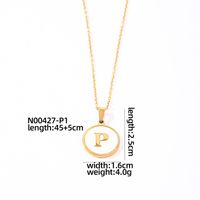 304 Stainless Steel Gold Plated Casual Simple Style Plating Inlay Round Letter Shell Pendant Necklace sku image 16