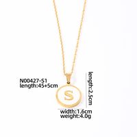 304 Stainless Steel Gold Plated Casual Simple Style Plating Inlay Round Letter Shell Pendant Necklace sku image 19