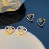 1 Pair Simple Style Geometric Heart Shape Stainless Steel Ear Studs main image 3