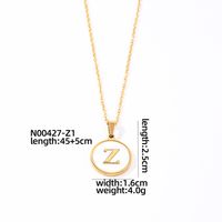 304 Stainless Steel Gold Plated Casual Simple Style Plating Inlay Round Letter Shell Pendant Necklace sku image 26