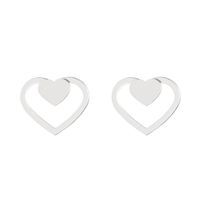1 Pair Simple Style Geometric Heart Shape Stainless Steel Ear Studs sku image 2