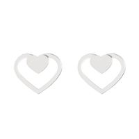 1 Paire Style Simple Géométrique Forme De Cœur Acier Inoxydable Boucles D'oreilles sku image 2