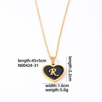 304 Stainless Steel Gold Plated Simple Style Plating Inlay Letter Heart Shape Shell Pendant Necklace sku image 18