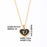 304 Stainless Steel Gold Plated Simple Style Plating Inlay Letter Heart Shape Shell Pendant Necklace sku image 22