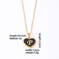 304 Stainless Steel Gold Plated Simple Style Plating Inlay Letter Heart Shape Shell Pendant Necklace sku image 16