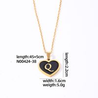 304 Stainless Steel Gold Plated Simple Style Plating Inlay Letter Heart Shape Shell Pendant Necklace sku image 17