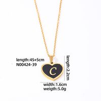 304 Stainless Steel Gold Plated Simple Style Plating Inlay Letter Heart Shape Shell Pendant Necklace sku image 9