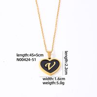 304 Stainless Steel Gold Plated Simple Style Plating Inlay Letter Heart Shape Shell Pendant Necklace sku image 4