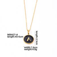 304 Stainless Steel Gold Plated Simple Style Plating Inlay Round Letter Shell Pendant Necklace sku image 2