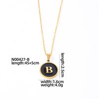 304 Stainless Steel Gold Plated Simple Style Plating Inlay Round Letter Shell Pendant Necklace sku image 3