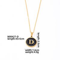 304 Stainless Steel Gold Plated Simple Style Plating Inlay Round Letter Shell Pendant Necklace sku image 4