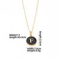 304 Stainless Steel Gold Plated Simple Style Plating Inlay Round Letter Shell Pendant Necklace sku image 7