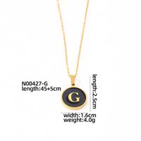 304 Stainless Steel Gold Plated Simple Style Plating Inlay Round Letter Shell Pendant Necklace sku image 8