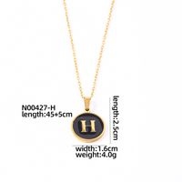304 Stainless Steel Gold Plated Simple Style Plating Inlay Round Letter Shell Pendant Necklace sku image 8