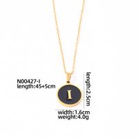 304 Stainless Steel Gold Plated Simple Style Plating Inlay Round Letter Shell Pendant Necklace sku image 9