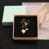 Elegant Retro Flower Alloy Plating Inlay Freshwater Pearl Women's Brooches 1 Piece sku image 9