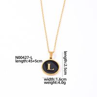 304 Stainless Steel Gold Plated Simple Style Plating Inlay Round Letter Shell Pendant Necklace sku image 12