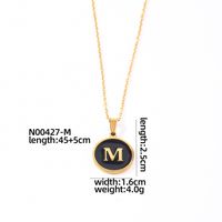 304 Stainless Steel Gold Plated Simple Style Plating Inlay Round Letter Shell Pendant Necklace sku image 13