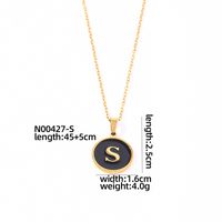304 Stainless Steel Gold Plated Simple Style Plating Inlay Round Letter Shell Pendant Necklace sku image 19