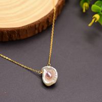 Retro Oval Freshwater Pearl Copper Beaded Plating 18k Gold Plated Necklace sku image 1