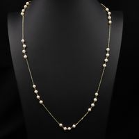 Retro Oval Freshwater Pearl Copper Beaded Plating 18k Gold Plated Necklace sku image 7