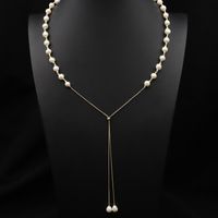 Retro Oval Freshwater Pearl Copper Beaded Plating 18k Gold Plated Necklace sku image 18