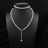 Retro Oval Freshwater Pearl Copper Beaded Plating 18k Gold Plated Necklace sku image 22