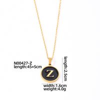 304 Stainless Steel Gold Plated Simple Style Plating Inlay Round Letter Shell Pendant Necklace sku image 26