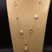 Retro Oval Freshwater Pearl Copper Beaded Plating 18k Gold Plated Necklace sku image 12