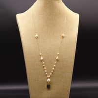 Retro Oval Freshwater Pearl Copper Beaded Plating 18k Gold Plated Necklace sku image 17