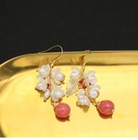 1 Pair Ig Style Flower Plating Freshwater Pearl Sterling Silver 18k Gold Plated Drop Earrings main image 3