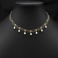 Elegant Tassel Copper Plating Inlay Pearl 18k Gold Plated Necklace main image 1