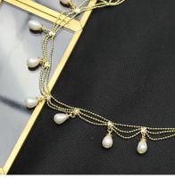 Elegant Tassel Copper Plating Inlay Pearl 18k Gold Plated Necklace main image 3