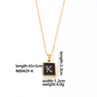 304 Stainless Steel K Gold Plated Simple Style Plating Inlay Letter Rectangle Shell Pendant Necklace sku image 9