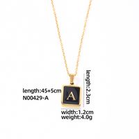 304 Stainless Steel K Gold Plated Simple Style Plating Inlay Letter Rectangle Shell Pendant Necklace sku image 25