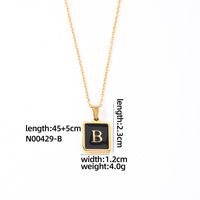 304 Stainless Steel K Gold Plated Simple Style Plating Inlay Letter Rectangle Shell Pendant Necklace sku image 1