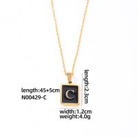 304 Stainless Steel K Gold Plated Simple Style Plating Inlay Letter Rectangle Shell Pendant Necklace sku image 26