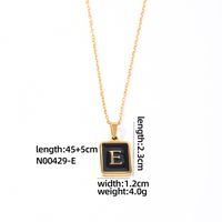 304 Stainless Steel K Gold Plated Simple Style Plating Inlay Letter Rectangle Shell Pendant Necklace sku image 3