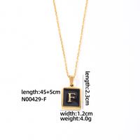 304 Stainless Steel K Gold Plated Simple Style Plating Inlay Letter Rectangle Shell Pendant Necklace sku image 4