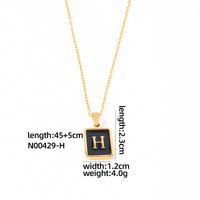 304 Stainless Steel K Gold Plated Simple Style Plating Inlay Letter Rectangle Shell Pendant Necklace sku image 6