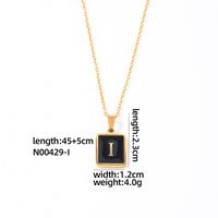 304 Stainless Steel K Gold Plated Simple Style Plating Inlay Letter Rectangle Shell Pendant Necklace sku image 7