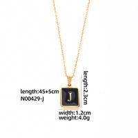 304 Stainless Steel K Gold Plated Simple Style Plating Inlay Letter Rectangle Shell Pendant Necklace sku image 8